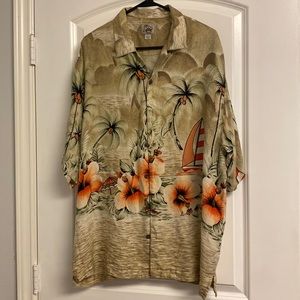 Red Turtle 100% Silk Hawaiian Shirt
